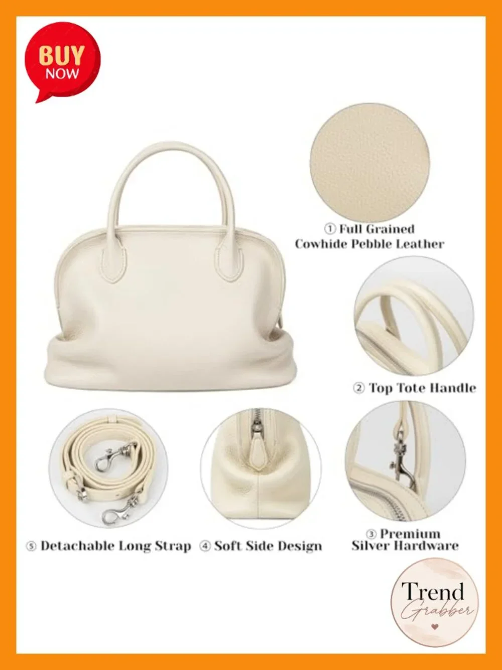 Genuine Leather Top Handle Satchel Purse with Crossbody Strap